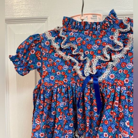 Vintage Coquette Retro Floral Ruffle Kid Baby Formal Holiday Dress:Thanksgiving - Picture 9 of 13